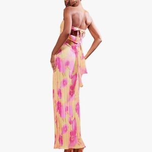 Vibrant Pink and Yellow Floral Maxi Dress